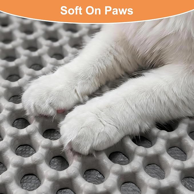 Cat Litter Mat XXL(47.3" x 39.4") - Large, Double-Layer, Non-Toxic, Easy Clean, Durable, Gray - Image 4