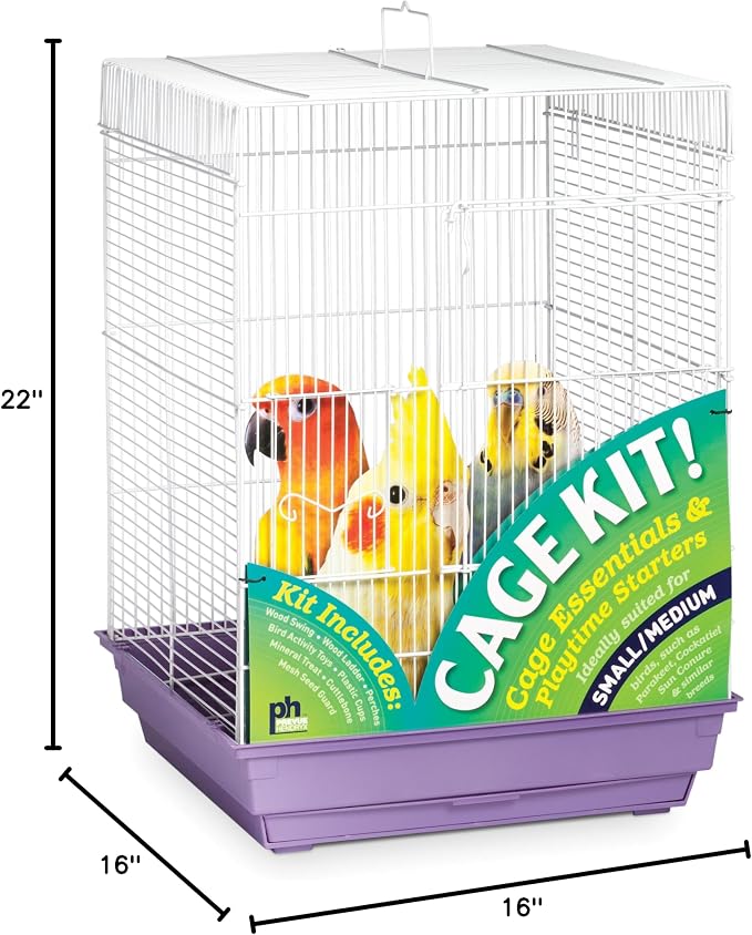 Prevue Pet Products Square Roof Bird Cage Kit - Ideal for Small Birds, Stand Compatible, Simple Cage Assembly, Easy to Clean and Maintain - White and Purple - Image 3