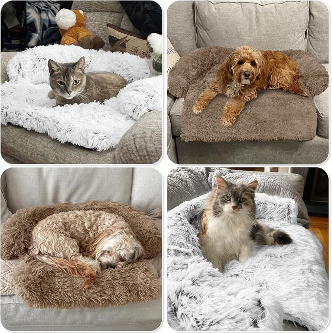 Calming Dog Bed Fluffy Plush Dog Mat for Furniture Protector with Removable Washable Cover for Large Medium Small Dogs and Cats (XS(31“x23.5”x5), Camel) - Image 7