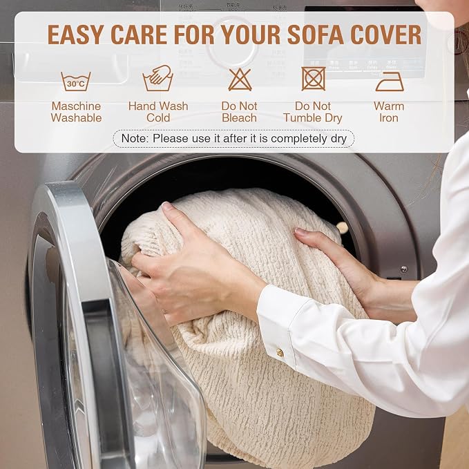 Couch Cushion Covers Loveseat Cover or 2 Seat Sofa Cover Stretch Couch Cover Washable Soft Seat Covers Furniture Protector Sofa Slipcovers for Pets(Natural, Loveseat Cover) - Image 7