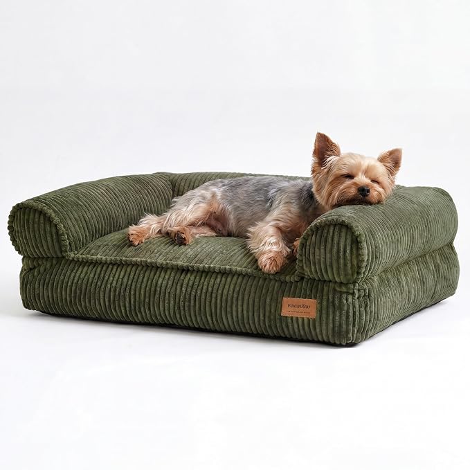 FUKUMARU Dog Couch Bed, Corduroy Cozy Cat Bed, Waterproof, Washable Cover | 28in Orthopedic Dog Beds Sofa for Small Dogs and Large Cats, Cute Warm Cotton Pet Sofa - Image 9