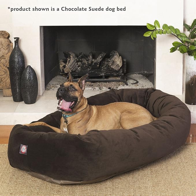 Majestic Pet 52 Inch Suede Calming Dog Bed Washable – Cozy Soft Round Dog Bed with Spine Support for Dogs to Rest Their Head - Fluffy Donut Dog Bed 52x35x11 (Inch) - Round Pet Bed X- Large – Black - Image 7