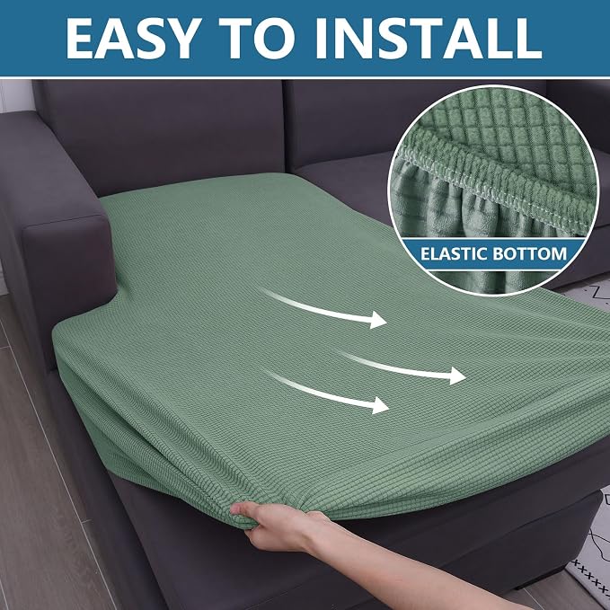 hyha Waterproof Sectional Couch Covers, Non Slip Sofa Cushion Covers | L Shape Sectional Fit, Stretch Jacquard Fabric, Elastic Bottom, Waterproof Protection (1 Piece for Chaise) - Image 8