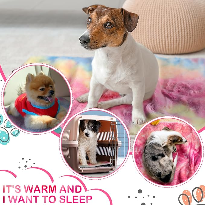 Tudomro 8 Pcs Absorbent Guinea Pig Blankets Washable Small Animal Fleece Bedding Cage Liners Reusable Pet Sleep Mat Pad Cover for Ferret Chinchilla Furniture Protection(Tie Dye,12 x 12 Inch) - Image 6