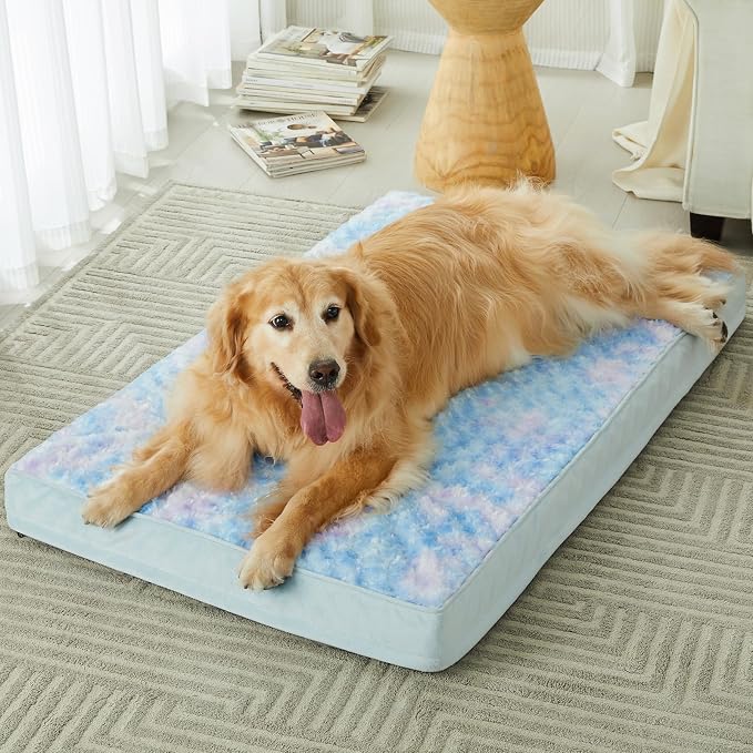 WNPETHOME Orthopedic Large Dog Bed, Extra Large Waterproof Dog Bed with Removable Washable Cover & Anti-Slip Bottom,Egg Crate Foam Pet Bed Mat,Soft Rose Plush Pet Crate Mat - Image 7