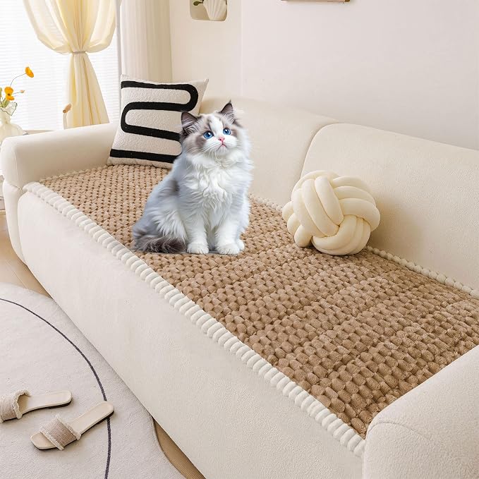 OTOB Dog Couch Cover Protector Washable, Non Slip Pet Sofa Furniture Covers | Coffee, 27.6" x 82.7", Fuzzy Soft Plush, Pet Friendly, All Seasons, Breathable, Modern, Thick Wear-Resistant - Image 9