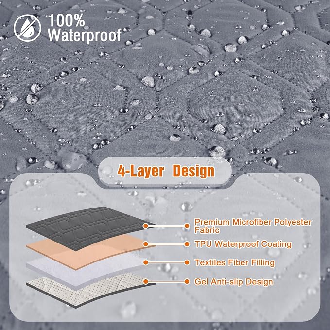 VANSOFY Couch Cover, Waterproof Sofa Covers Washable Slipcover Furniture Protector Couch Seat Covers Non-Slip Couch Cover for Dogs, Pets(Sofa, Dark Gray) | Non-Slip, Washable, Utility Pockets, Pet Friendly, Furniture Protector Slipcover for 3 Cushion C... - Image 6