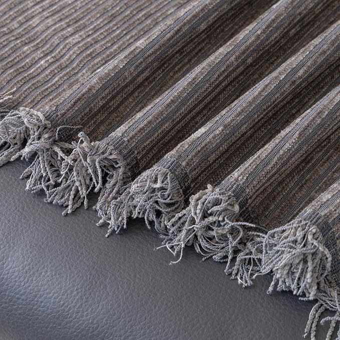 DREAMINGO Modern Minimalist Sofa Covers Washable Pet Furniture Protector Couch Cover for Dogs Cozy Chenille Couch Cover Blanket Stripe Textured Sectional Couch Slipcovers (Large, Dark Grey) - Image 7