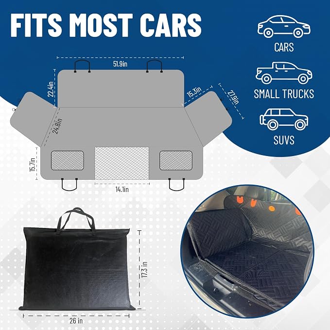 Dog Backseat Extender with Hard Bottom – Waterproof Pet Travel Platform - Nonslip Rear Seat Cover - Car Hammock Bed for Cars SUVs & Small Trucks - Image 7