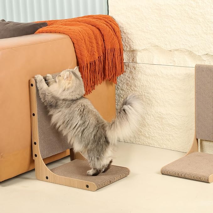 Zakkart 2-Pack Cat Scratching Board, 19.7'' Tall Cardboard L Shape Vertical Cat Scratchers for Indoor Cats, Cat Scratching Post for Wall and Couch, Medium - Image 7