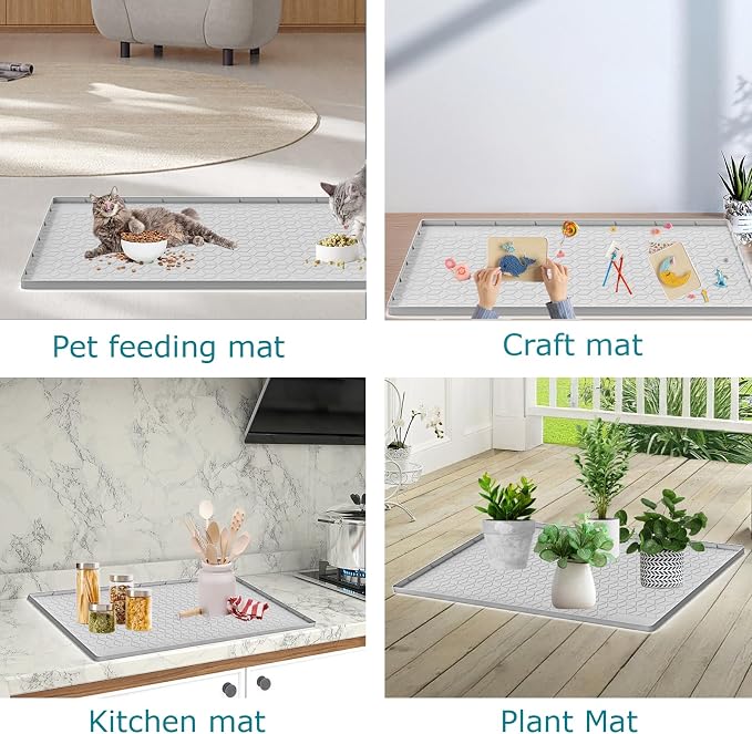 Cat Litter Mat for Litter Box, Silicone Large Cat Litter Trapping Mat - 40x28 in, Waterproof & Non-Slip, Durable & Easy Clean, Light Gray - Image 7
