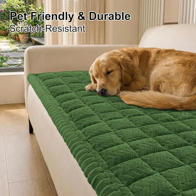 Smiry Couch Cover for Dogs, Non Slip Fuzzy Pet Sofa Covers Washable | Sofa Slipcovers for 3 Cushion Couch, Soft Thick Furniture Protector for Cats Dogs, Against Fur, Dirt, Scratch (27.6"x95") - Image 9