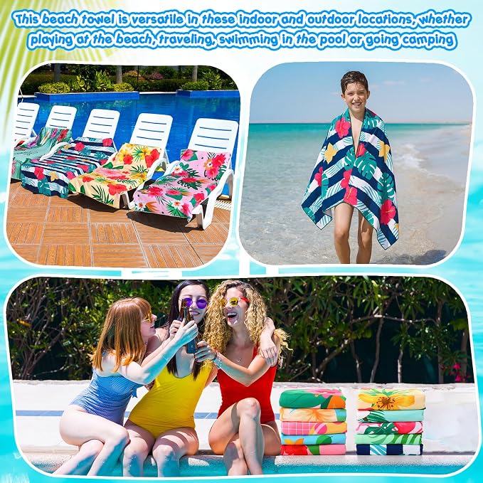FuWeave 20 Pack Microfiber Beach Towel 28 x 55 Inch Oversized Large Quick Dry Thin Beach Towels for Pool Camping, Sand Free Lightweight Blanket for Women Adults Travel Swimming Sport (Fresh Floral) - Image 7