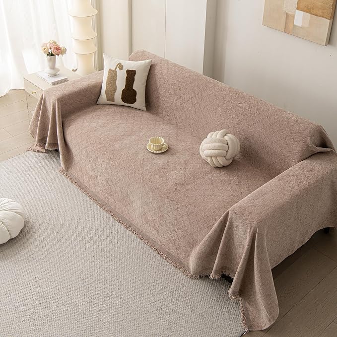 DREAMINGO Modern Chenille Couch Cover Blanket Washable Sofa Covers for 2 Cushion Couch Diamond Weave Textured Furniture Protector for Dogs Soft Coffee Couch Throw Cover, Large 71"x118" - Image 7