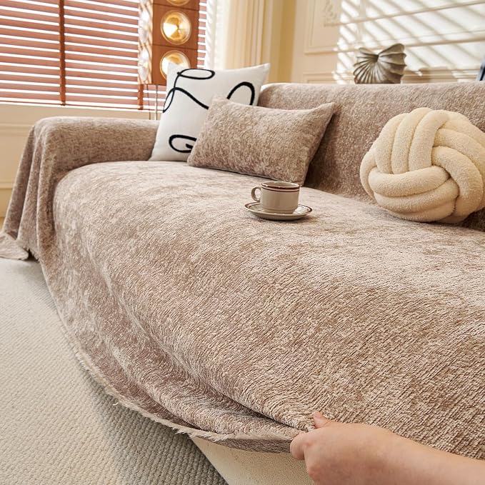 ROOMLIFE Boho Couch Covers for Sofa Washable for 2 Cushion Couch, Chenille Furniture Protector Sofa Couch Cover for Dogs, Soft Breathable Sofa Slipcover, Couch Throw Blankets with Tassels 71''X118'' - Image 9