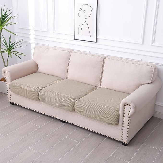 hyha Waterproof Couch Cushion Covers for Pets, Non Slip Sofa Seat Cover | Stretch Jacquard Fabric, Elastic Bottom, Non Slip Fit, Waterproof Protection, Pet Hair Protection (3 Pieces) - Image 7