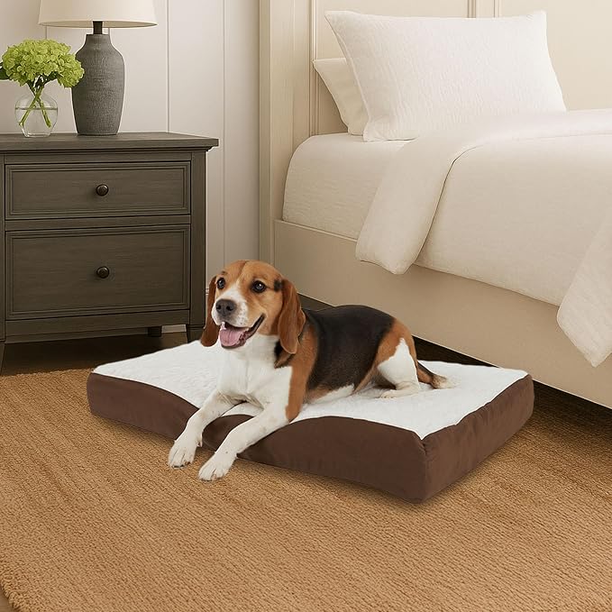 Orthopedic Dog Bed - 2-Layer Memory Foam Dog Bed with Machine Washable Sherpa Cover - 30x20.5 Mattress for Medium Dogs up to 45lbs by PETMAKER (Brown) - Image 8