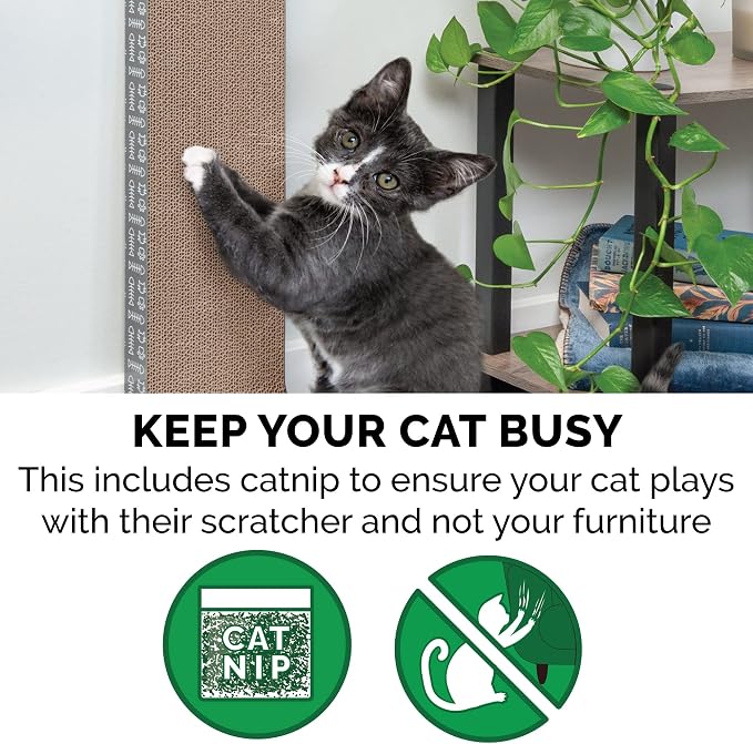 Furhaven 2-Pack Scratching Boards w/ Catnip & Wall-Mounting Hooks for Indoor Cats, Reversible - Wall-Mounted Corrugated Cat Scratchers - Gray/White Print, Standard/2-Pack - Image 8