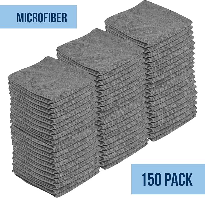 GREEN LIFESTYLE Microfiber Cleaning Cloth 11.5" x 11.5" 150 Pack - Edgeless Microfiber Towels for Cars, Cleaning Rags, Lint Free Car Microfiber Towel, Reusable Cleaning Cloths for House, Garage (Grey) - Image 7