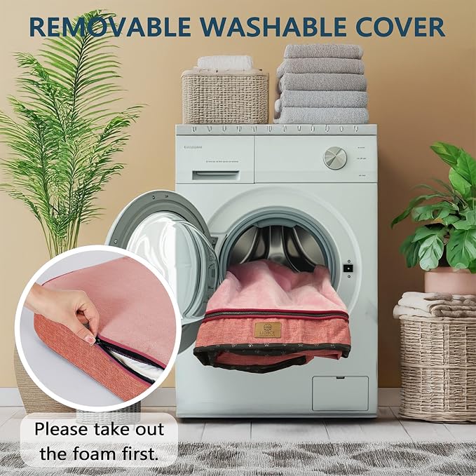 LIROCE Washable Dog Bed Cover Replacement, XL Wrap-Around Zipper Cover for Orthopedic Memory Faom Dog Bed (41x27x4 inches), Pink - Image 4