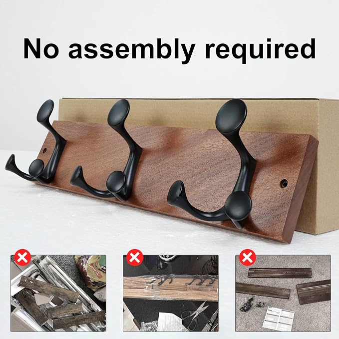 SKOLOO 17-Inch Wood Coat Rack Wall Mount with 3 Triple Hooks - Ideal for Family Entrances, Classrooms, and Pet Supplies Storage - Perfect Coat Hooks for Wall,Mahogany (Sapele) - Image 6