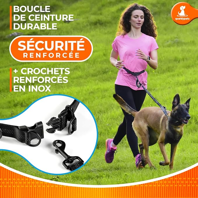 SparklyPets - Hands Free Dog Leash with Reflective Stitches - Waist Leash for Dog Walking, Hiking, Training, Jogging, Canicross, Running - for Medium & Large Breeds - Image 7