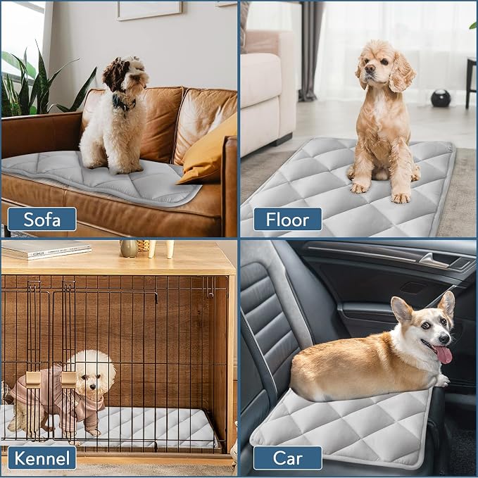 Dog Crate Pad 2 Pack, Soft Dog Crate Mat with Anti-Slip Bottom, Grey | Fits 24 Inch Crate, Machine Washable, Kennel Pad, 24” x 18” - Image 7