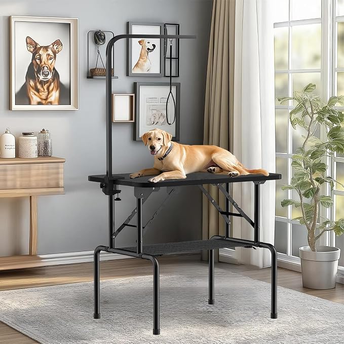 32 Inch Foldable Dog Grooming Table with Adjustable Arm, Nooses & Storage Basket - Non-Slip Pet Grooming Station for Dogs & Cats - Supports Up to 300 lbs (32 inches) - Image 7