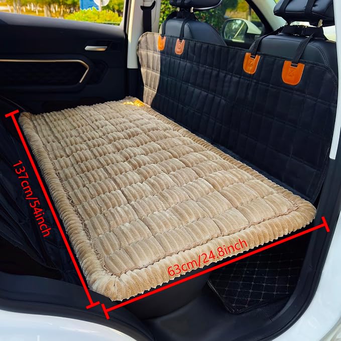 Dog Bed for Car, Backseat Pet Bed Mat, Dog Seat Cover for Car Back Seat, Non-Slip Travel Pet Mat, Fit for Backseat Extenders and Seat Covers (LightCoffee, 24.8x54inch) - Image 3