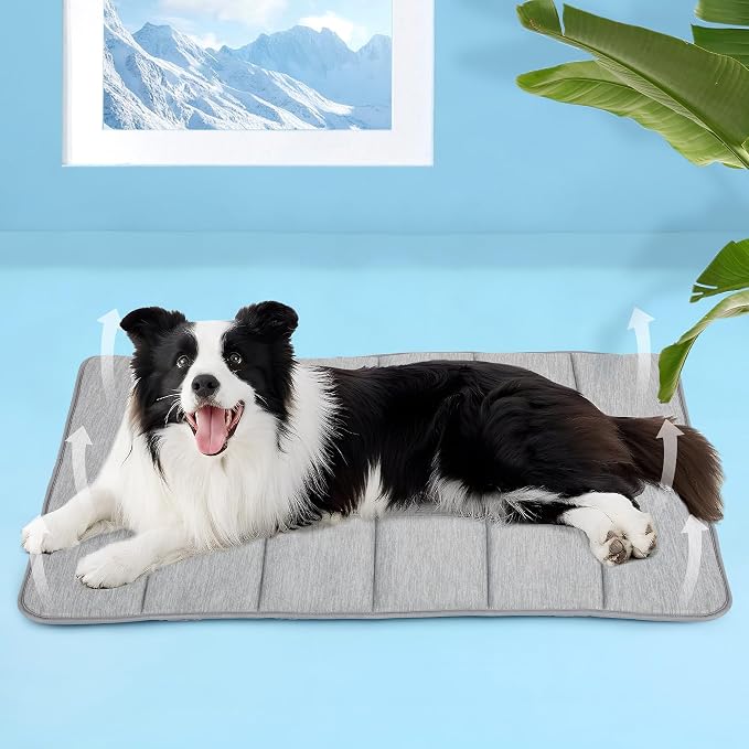 Dog Cooling Mat for Large Dogs – 35"x23" Orthopedic Memory Foam Pad for Summer, Hot Weather & Joint Relief | Washable, Non-Slip Crate Mat for Senior Dogs, Travel & Home (Grey) - Image 7