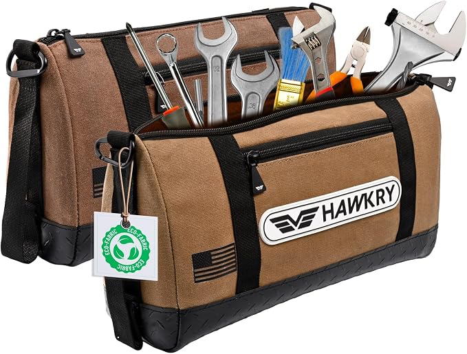HAWKRY Heavy Duty Canvas Tool Bag Set of 2 – Waterproof Canvas Zipper Pouch, Garden Tool Bag, Construction Bags Heavy Duty, Small Zipper Pouch, Motorcycle Tool, Multipurpose Fishing Bag - Image 9