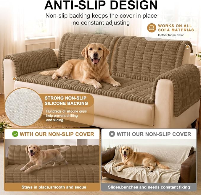Smiry Couch Cover for Dogs, Non Slip Washable Sofa Protector for Pets | Soft Furniture Cover for Leather & Fabric Couches, Cozy Protect Against Fur, Dirt & Messes, Pet Friendly, 27.6"x59" - Image 9