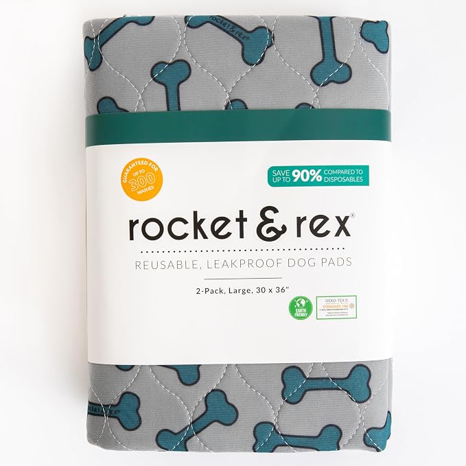 rocket & rex Washable Dog Pee Pads, Leak-Proof (Large, 30x36, 2pk) | For potty training, whelping, crate lining & more. Waterproof, Absorbent, OEKO-TEX certified, chemical-free. - Image 9
