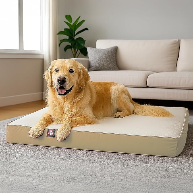 Majestic Pet 48x34x3 Inch Khaki Orthopedic Memory Foam Rectangle Dog Bed – Large Size Crate Dog Bed for Dogs with Joint Pain, Arthritis – Durable Pet Mattress with Egg Crate Foam, Washable Cover - Image 8