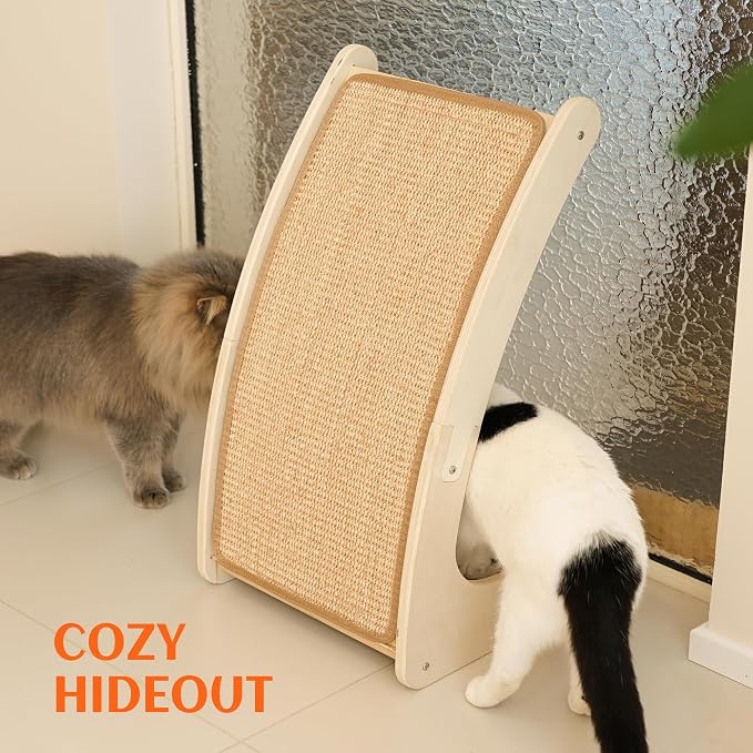 PETKARAY Cat Scratcher, Sisal Cat Scratch Pad, Curved Scratching Board for Indoor Kitty, Floor Mounted Scratcher with Mouse Toy Catnip - Image 7