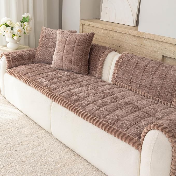 Thick Pet Couch Covers for Sofa (27.6"x70.9",Dark Brown) | Soft Sofa Covers for 3 Cushion Couch, Machine Washable,Non Slip Sofa Cover, Flannel Dog Pet Friendly Couch Covers Protector - Image 8
