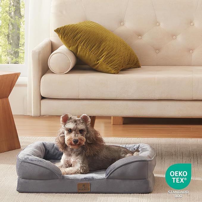 Bedfolks Orthopedic Dog Bed Extra Small, Waterproof Dog Sofa Bed for Small Dogs & Cats, Egg Foam Pet Couch Bed with Removable Washable Cover and Nonslip Bottom, Dark Grey - Image 8