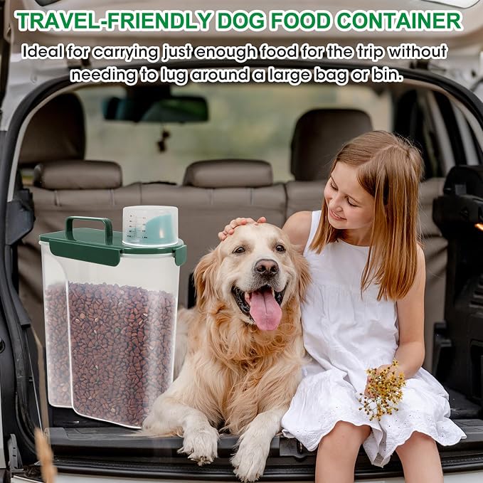TBMax 10 Lbs Cat Dog Food Storage Container, 2026 Upgraded Large Pouring Container for Pet Food Storage, Bird Seed Dispenser, Portable Travel Kibble Holder -Dark Green - Image 7