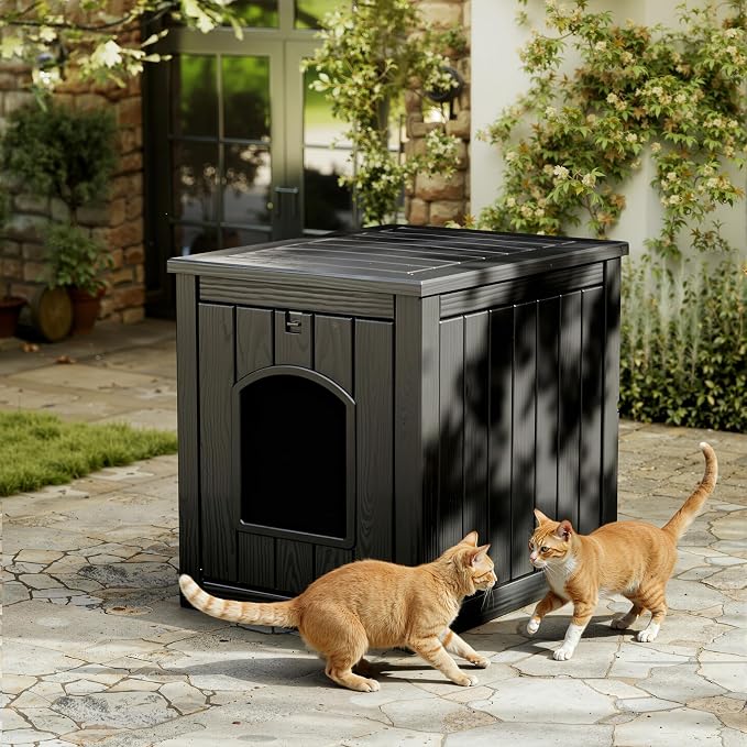 Cat Litter Box Enclosure, Multi-Functional Hidden Cat Litter Box Furniture & Cat Box Enclosure Cabinet with Side Table Design, Openable Front Door & Raised Floor, Easy to Clean & Assemble, Black - Image 9