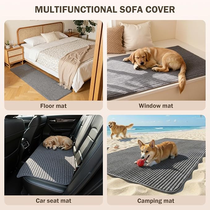MEETSKY 100% Waterproof Couch Cover for Sectional Sofa, Non Slip Couch Covers for L Shape Sofa Cover Washable, 2 Pieces Pet Sofa Slipcover for 2-3 Cushion Couch, Dark Grey, X-Large, 35"x63"+35"x70.9" - Image 9