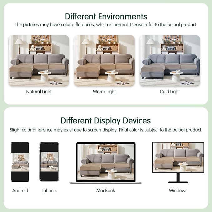 CHUN YI Velvet Couch Cushion Covers, 3 PC Water Resistant Sectional Couch Covers for L Shape Sofa, Individual Seat Cushion Protector for Pets (2 Seater + 1 Chaise, Camel) - Image 8