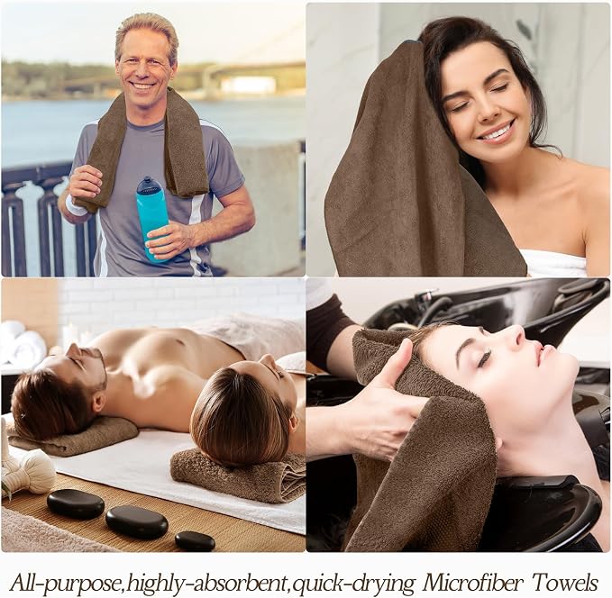 Shimeyao 40 Pack Bleach Proof Towels Microfiber Absorbent Resistant Hair Hand Towels Bulk Quick Dry 16 x 29 Inches for Barber Gym Bath Spa Shaving (Brown) - Image 6