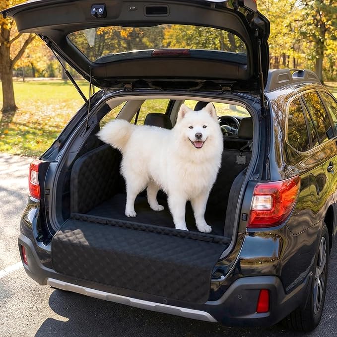 Pecute SUV Cargo Liner for Dogs, Water Resistan Pet Trunk Cover with Soft Cushion, Non-Slip Dog Back Seat Mat for SUVs Sedans with Bumper Flap Protector, Padded, Black - Image 9
