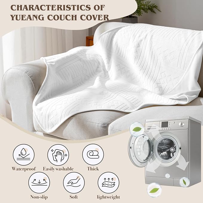 Waterproof Recliner Chair Cover - Washable Double-Sided Velvet and Pattern Reversible Cover for Couch, Bed, Car and Sofa Protection for Dogs (30x40in/White) - Image 7
