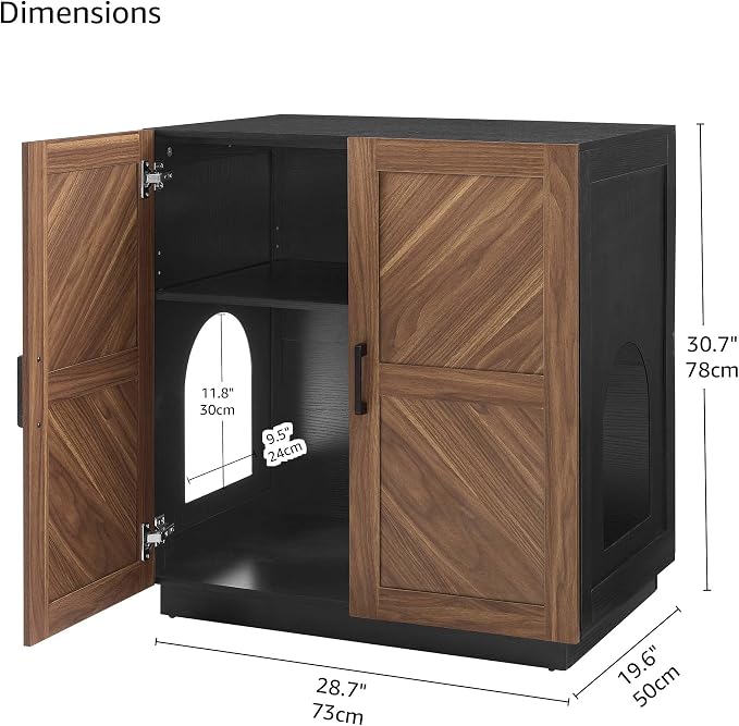 unipaws Tall Cat Litter Box Enclosure for Tall or Top Entry Litter Box | Hidden Litter Box Cover with Shelves, Kitty Enclosed Litter Box Cabinet, Cat Box Furniture - Image 7