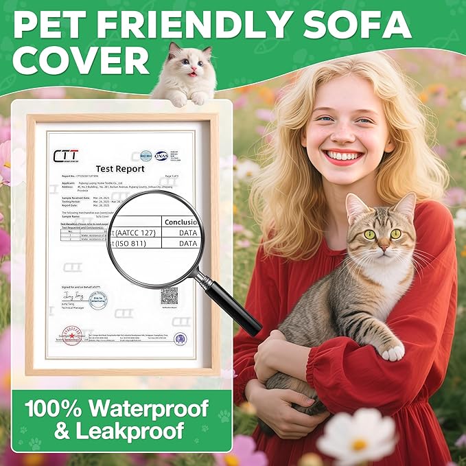 Loiion Couch Covers for 3 Cushion Couch, Gray Cat-Scratch Resistant Sofa Cover –Pets Dogs Friendly Anti Slip Thickened Slipcovers Furniture Protector, Couch Protector for Pets and Kids 150"X71" - Image 9