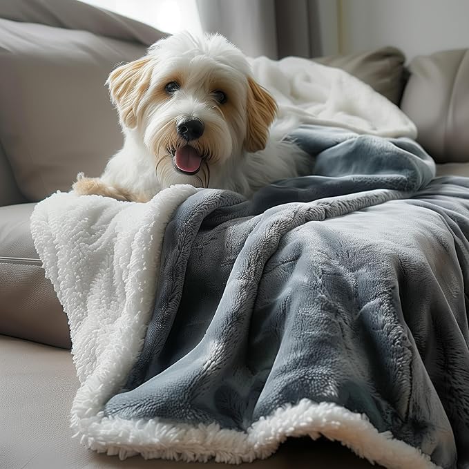 Waterproof King Size Blanket - Sherpa Fleece Reversible Throw, Soft Warm Leak-Proof Bed & Couch Protector for Kids, Pets & Everyday Spills (Velvet Gray/Cloud White, King 90x108) - Image 9