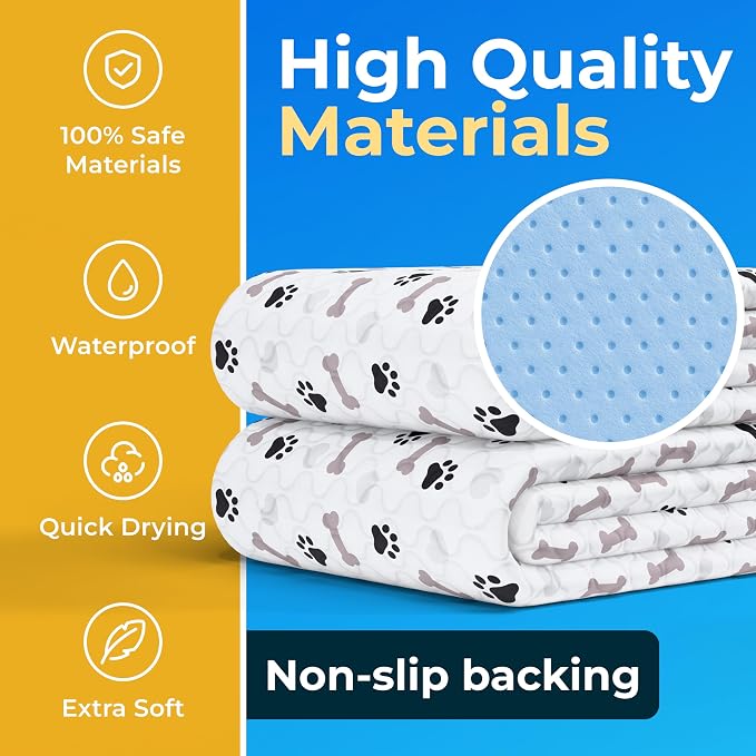 GREEN LIFESTYLE Washable Pee Pads for Dogs - Waterproof Reusable Puppy Pads with Anti-Slip Backing, Pet Training Pad for Puppy Playpen, Crate, Whelping Box, Potty Training (Pack of 2 - 34x36) - Image 6