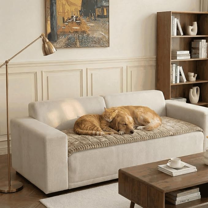 Fuzzy Pet Couch Cover for Sofa,Non Slip Sofa Cover Pet Friendly Couch Covers for Dogs Washable Protector for Pets Mat Dog Bed Mats (Khaki, 27.6"x70.5") - Image 7