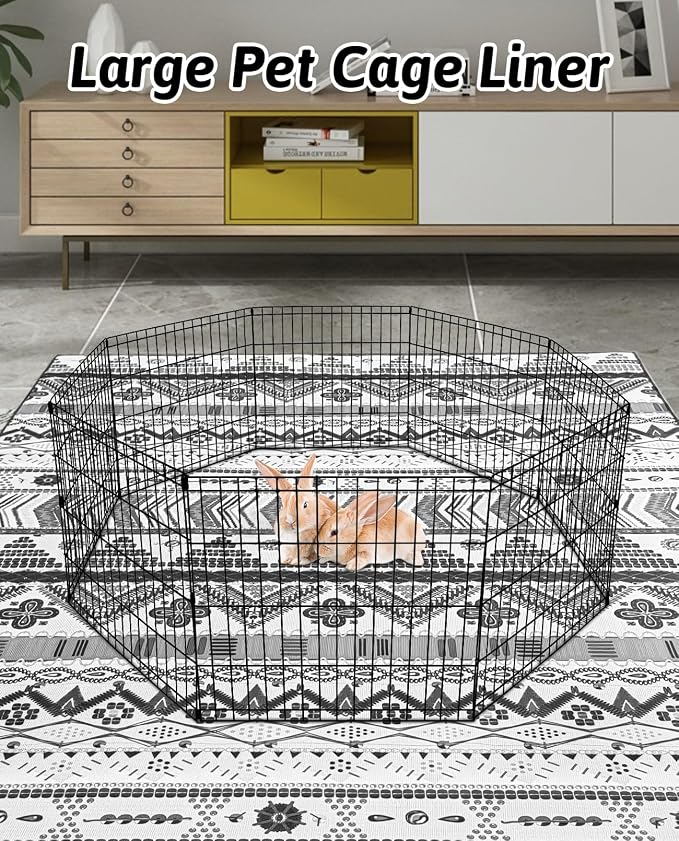 BNOSDM 91" X 63" Extra Large Cage Liners for Rabbits Washable Rabbit Pad Large Bunny Mat Anti Slip Rug for Bunnies, Pet Carpet for Chinchillas Cats Guinea Pigs Ferrets Dogs - Image 7